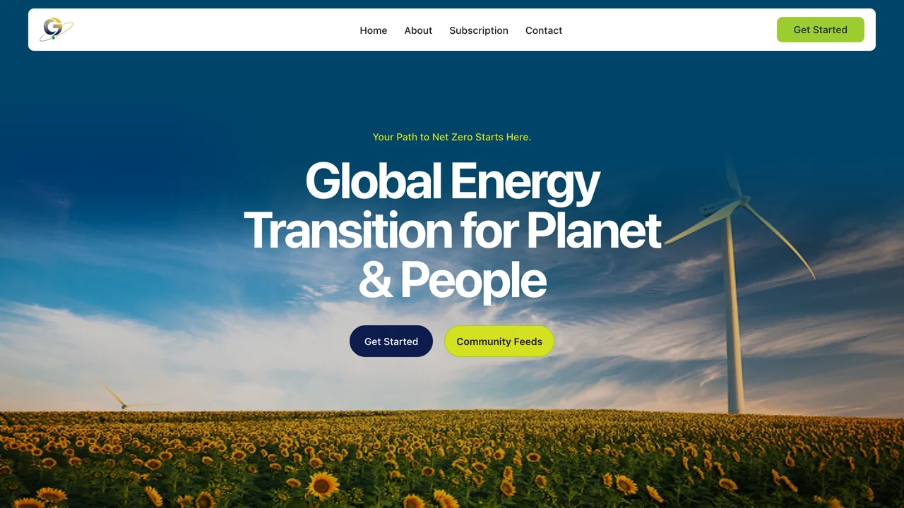 The Global Energy Transition site, open at its home page