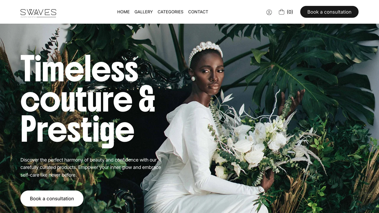 The Swaves booking site, open at its home page